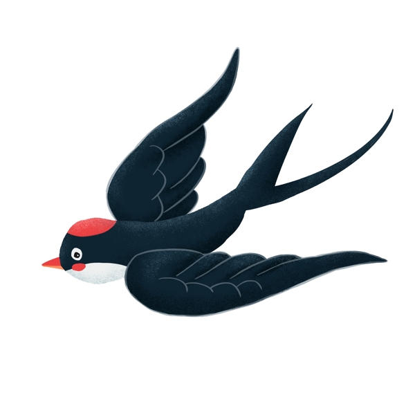 卡通手绘一只飞翔的燕子插画设计