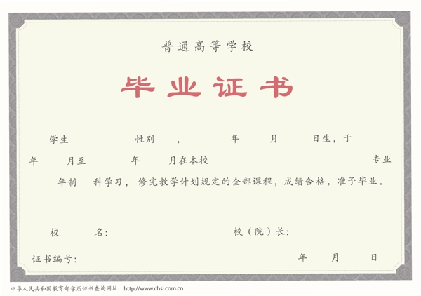 畢業(yè)證書矢量模板圖片