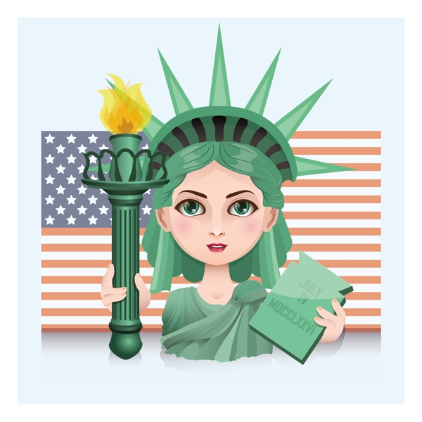 美国自由女神像卡通素材