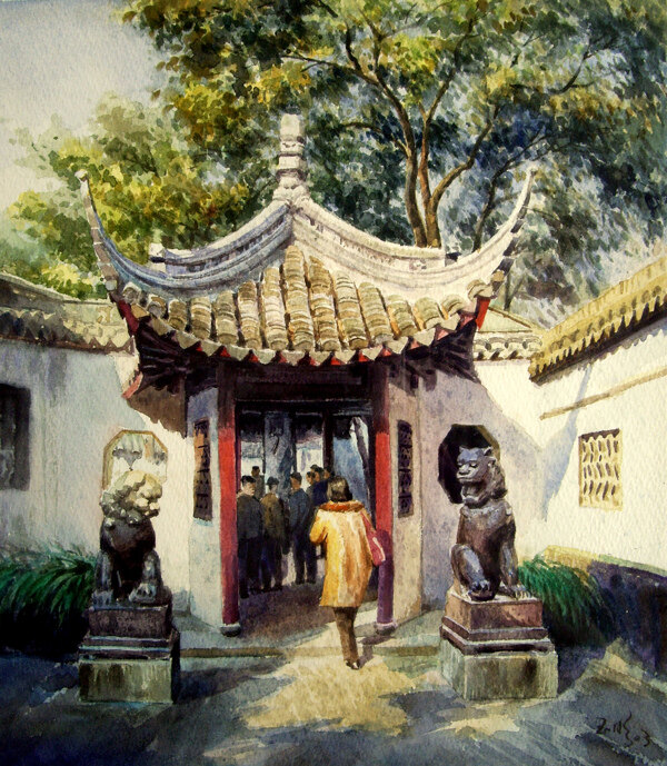 中国古典公园大门图片