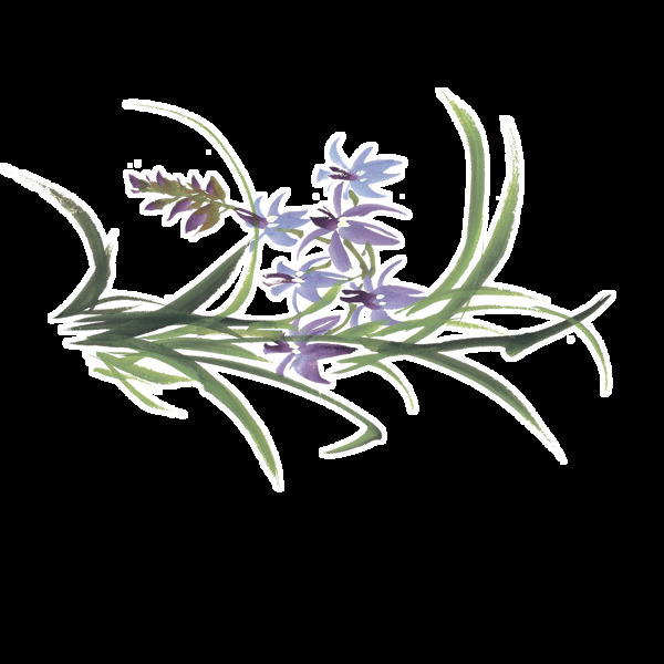紫色中國風(fēng)水墨花