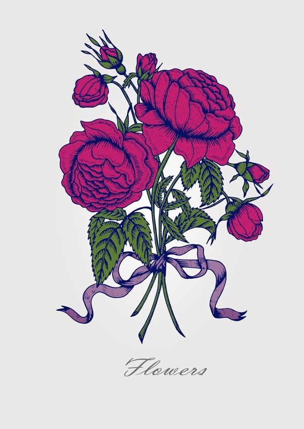 卡通復古玫瑰花