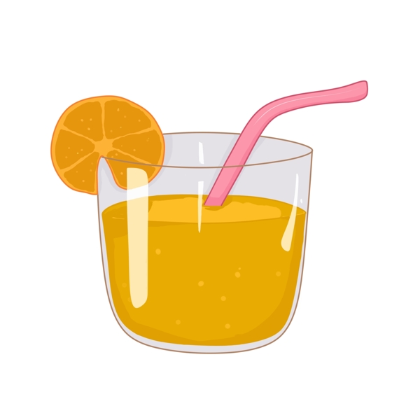 饮料之清新风橙色系橙汁杯装饮料免抠素材