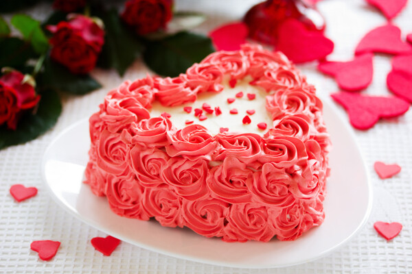 心形玫瑰花蛋糕图片