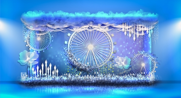 梦幻蓝色摩天轮展示区婚礼效果图