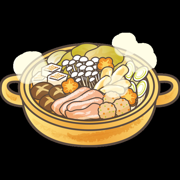 手绘食品涮锅元素素材