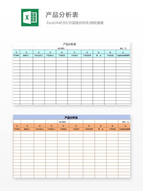 产品分析表Excel图表