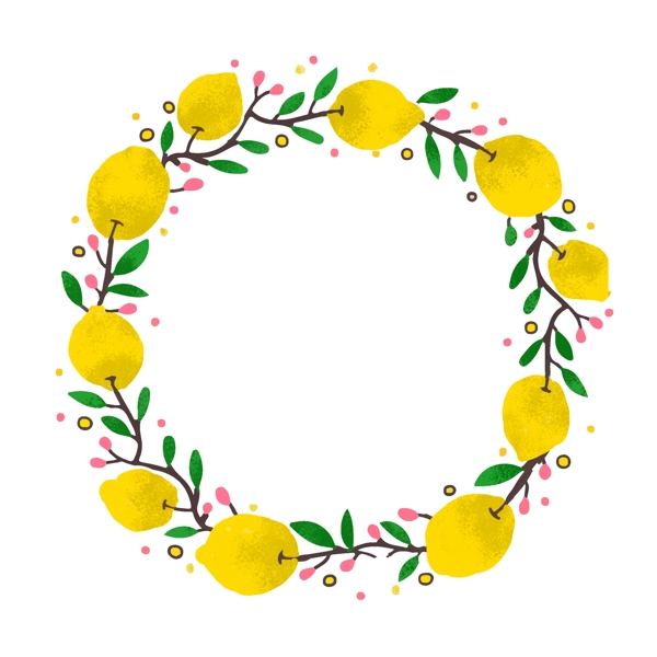 夏日森系小清新手绘柠檬水果边框