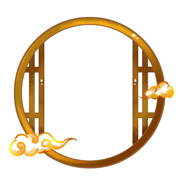 中国风古典祥云圆形窗户边框