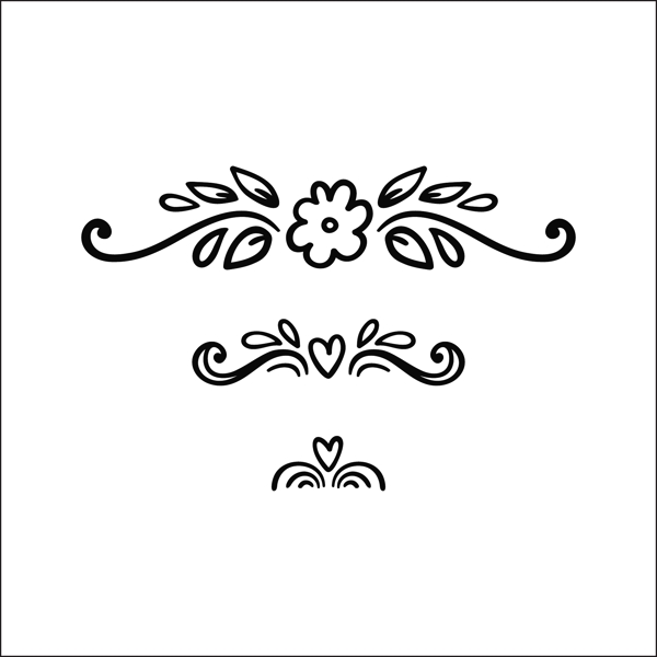 花朵黑白卡通童話動物線條矢量素材