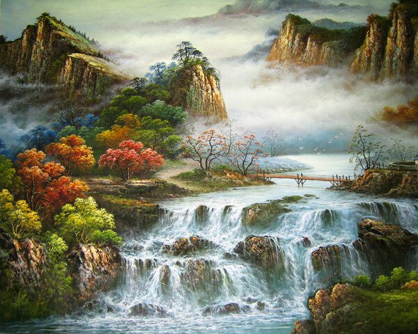 源源長流裝飾素材壯觀山水風(fēng)景