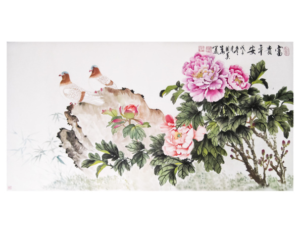 水墨牡丹裝飾畫圖片