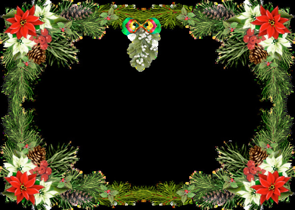 圣诞松枝装饰花边免抠png透明素材