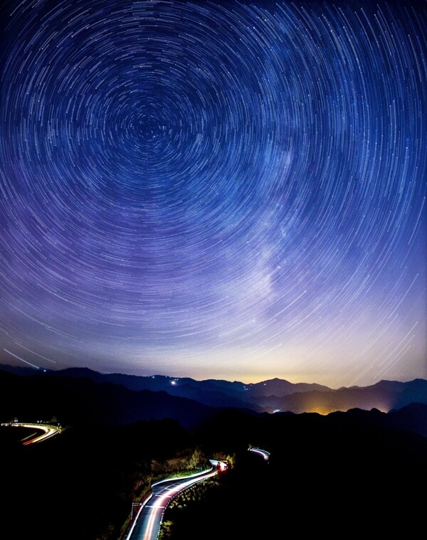 深夜星轨图图片