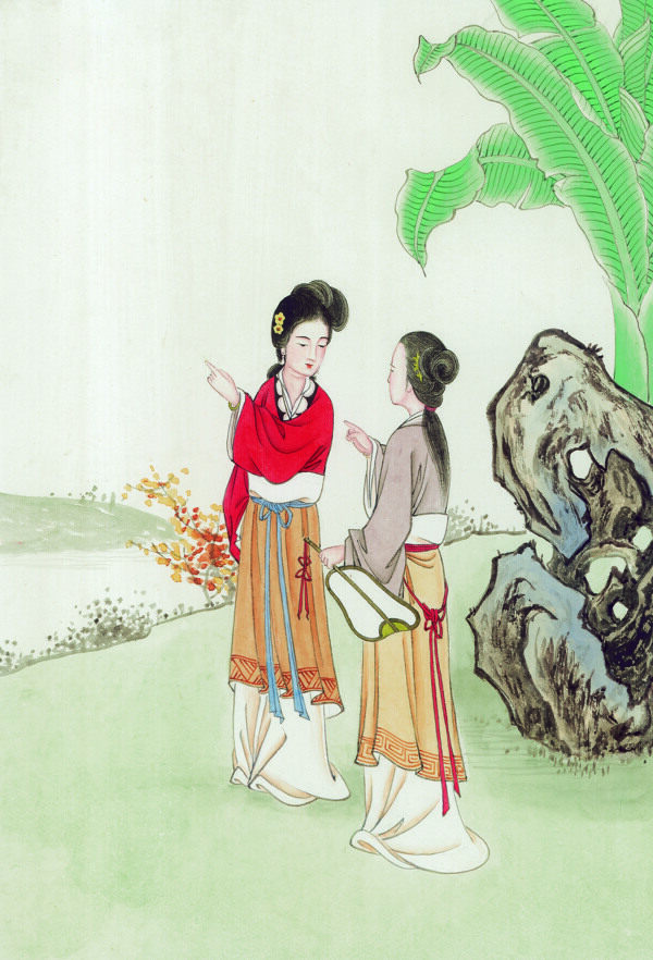 兩女子散步圖