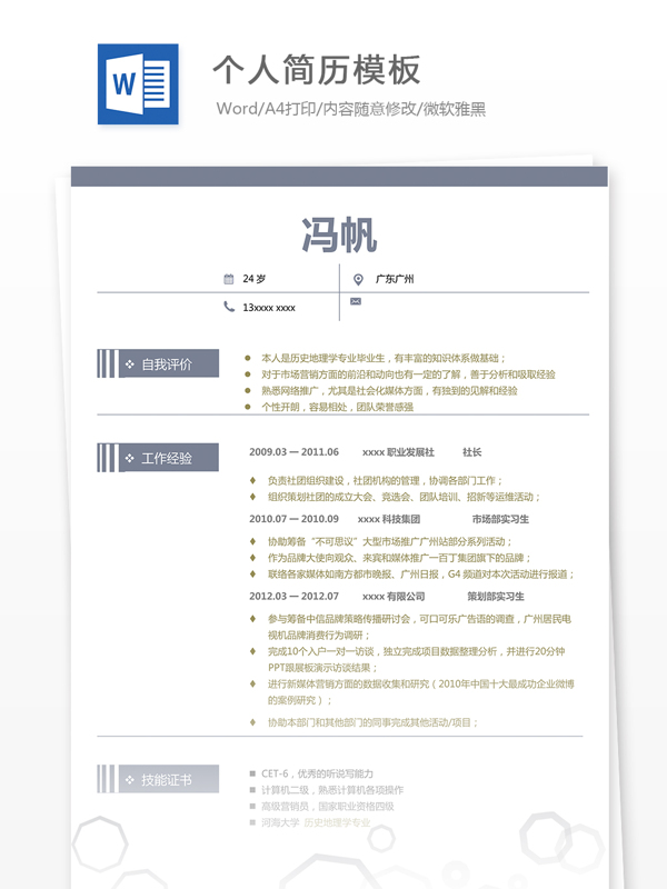 個人求職簡歷模板