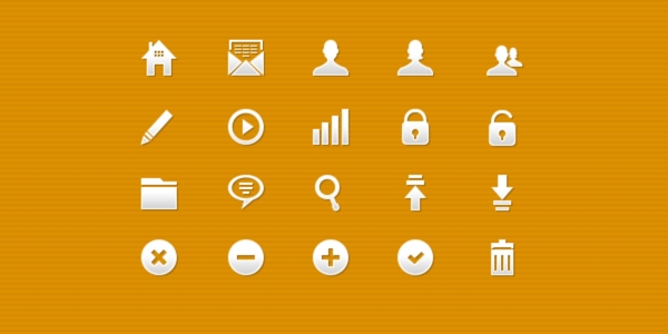 橙色手机网页UI界面图标素材设计
