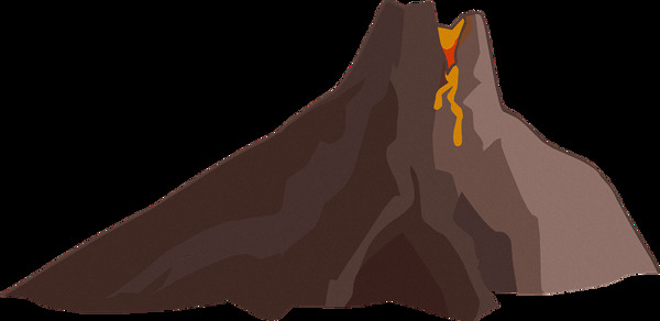手绘棕褐色火山免抠png透明图层素材