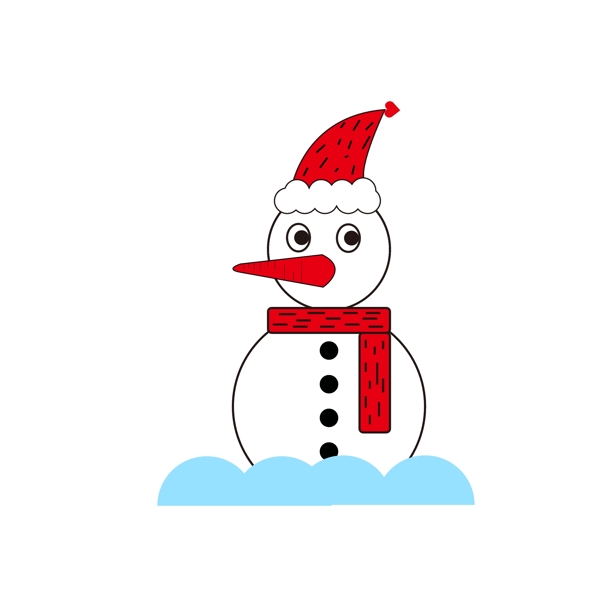 雪人冬季卡通可爱红色白色
