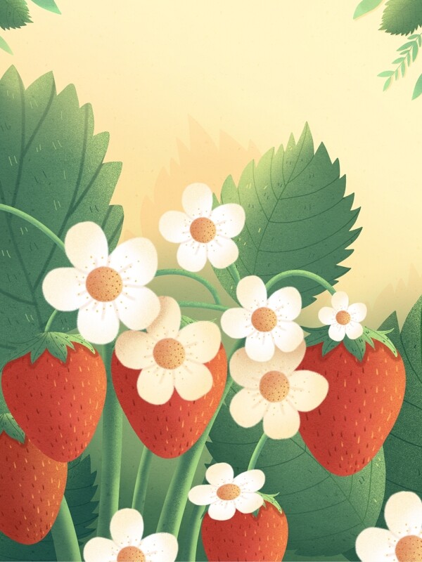 手绘草莓花朵背景设计
