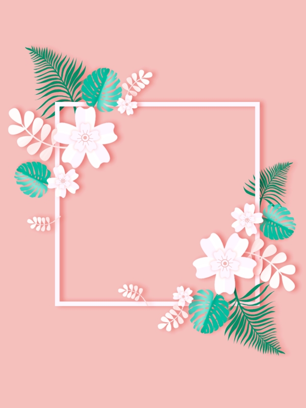 熱帶花花淘寶banner線框剪紙風(fēng)