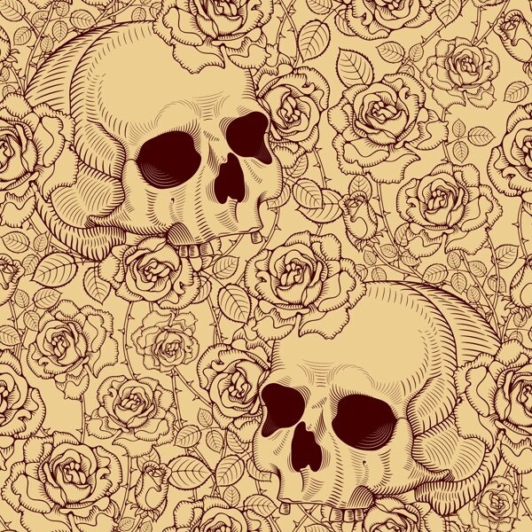 骷髏插畫04矢量素材