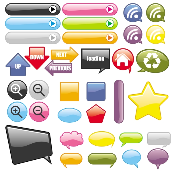 可爱果冻对话框及web图标素材