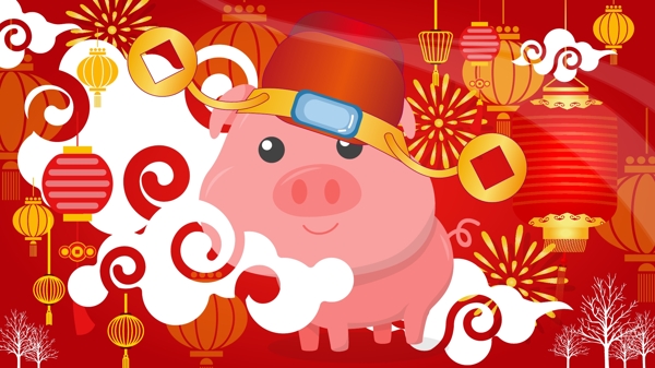 大红猪新年祝您快乐手机插图AI