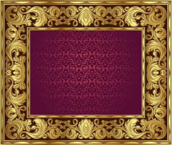 欧式金色花纹边框图片