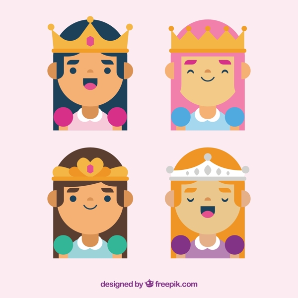 四个戴桂冠的公主头像