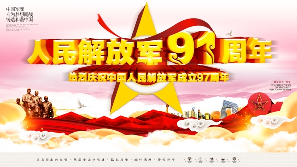 中国人民建军91周年宣传展板