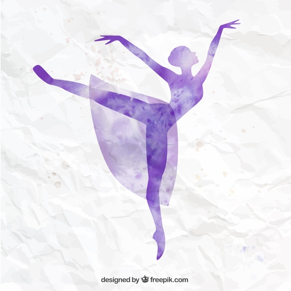 紫色水彩舞蹈女郎剪影矢量素材