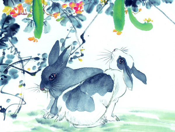 兔子十二生肖中国画0025