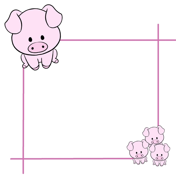 小猪边框动物插画