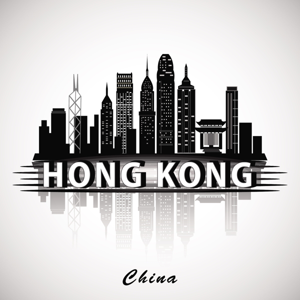 香港建筑群剪影矢量素材
