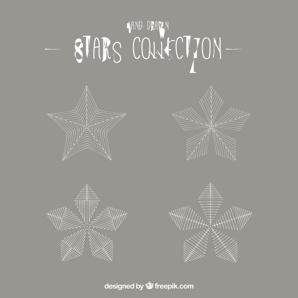 带条纹的手工绘制的星星