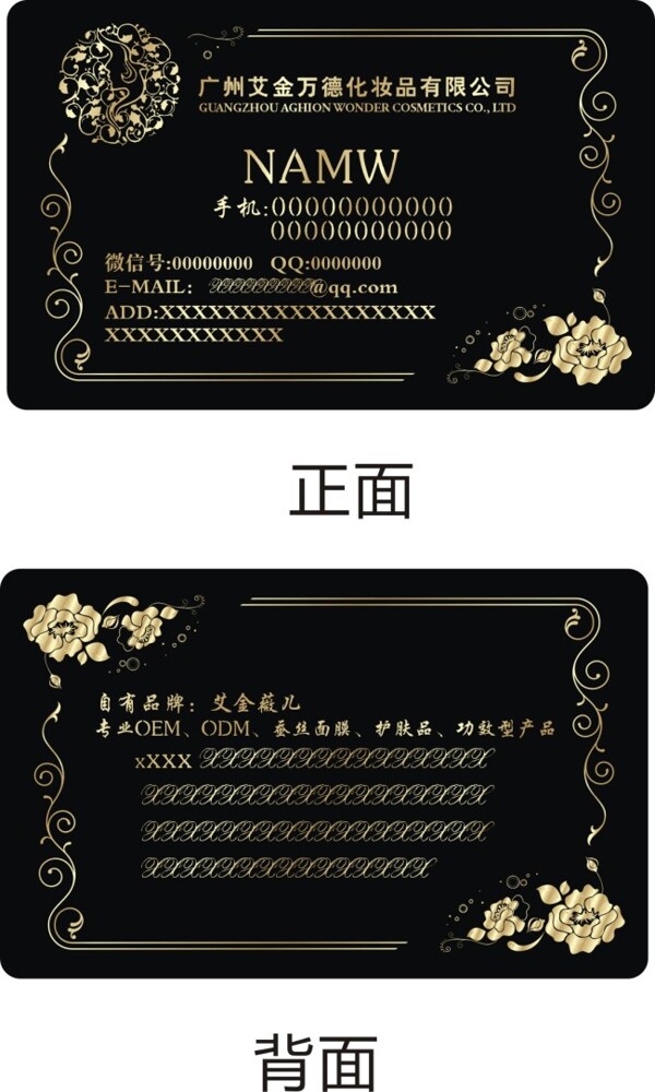 黑底金色花邊名片設(shè)計(jì)模板