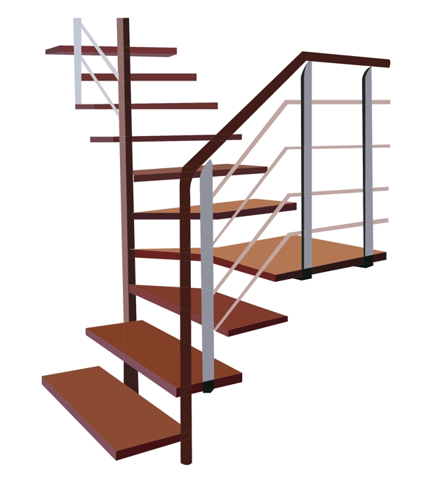 立体木质楼梯插画