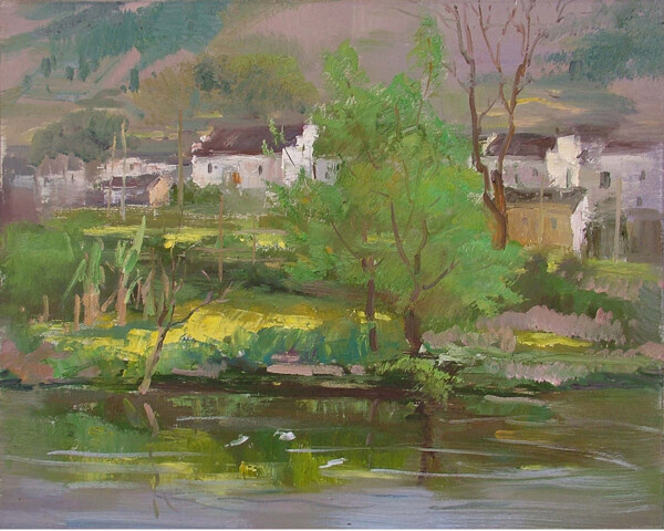 鄉(xiāng)村風(fēng)景油畫寫生圖片