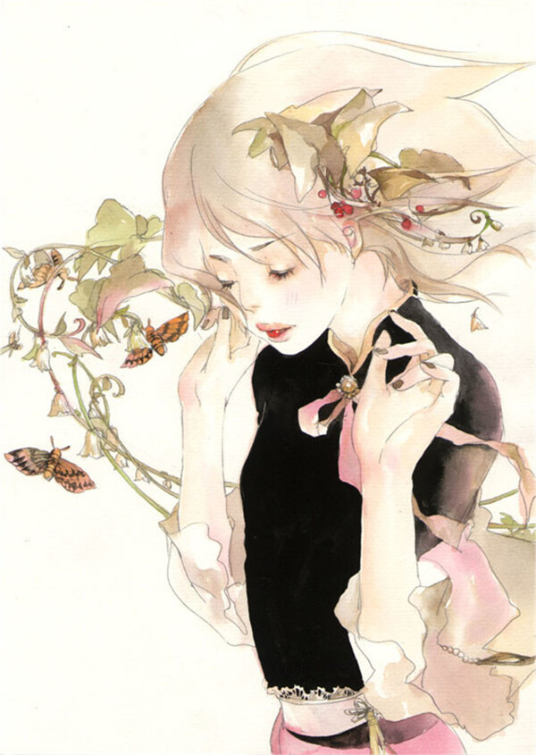 黑色蝴蝶花朵女裝設(shè)計(jì)圖