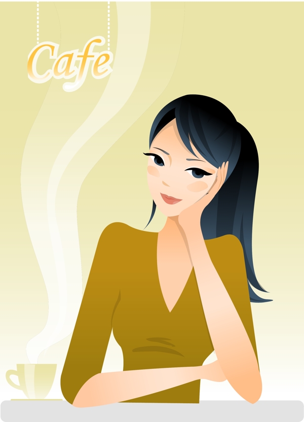 插畫時尚美女百態(tài)美女圖片