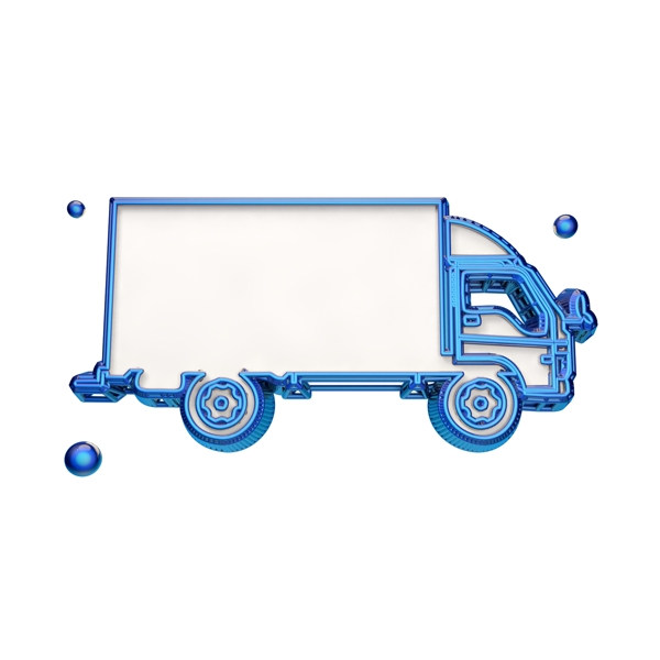 蓝色箱货车立体图标
