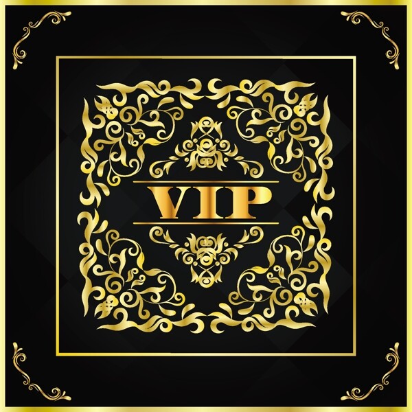 金色vip花紋ai矢量素材下載