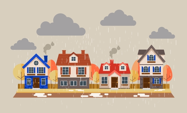 雨中的建筑