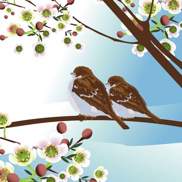 两鸟在树上