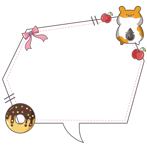 仓鼠甜甜圈边框插画