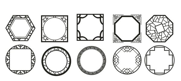 中式古典窗户纹理矢量元素图片