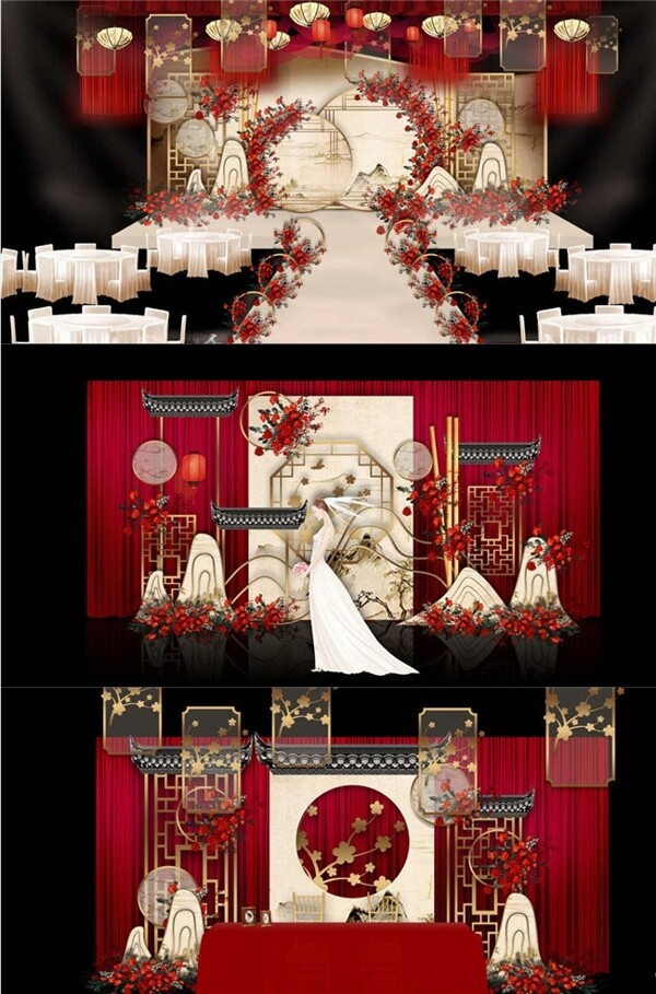 红色中式婚礼图片