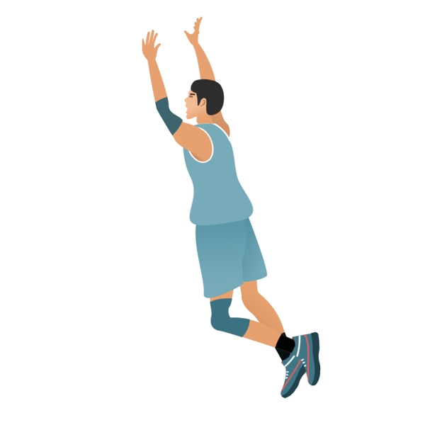 篮球运动员起跳防守球员素材