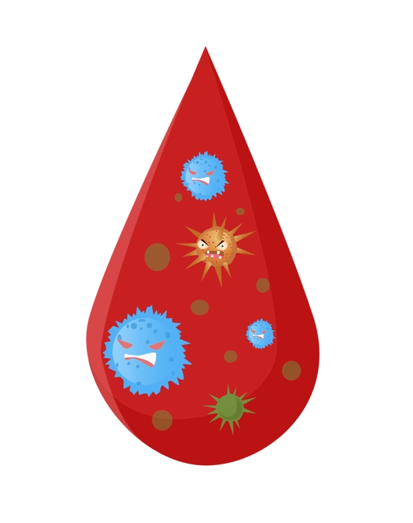 红色的水珠细菌插画